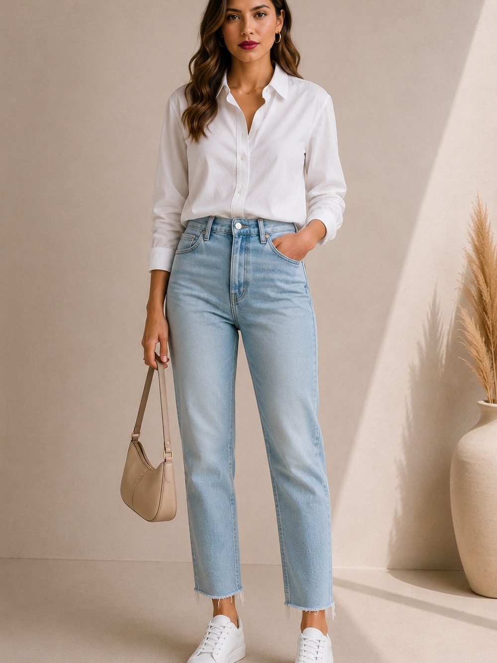 Zara Light Blue High-Rise Straight Jeans